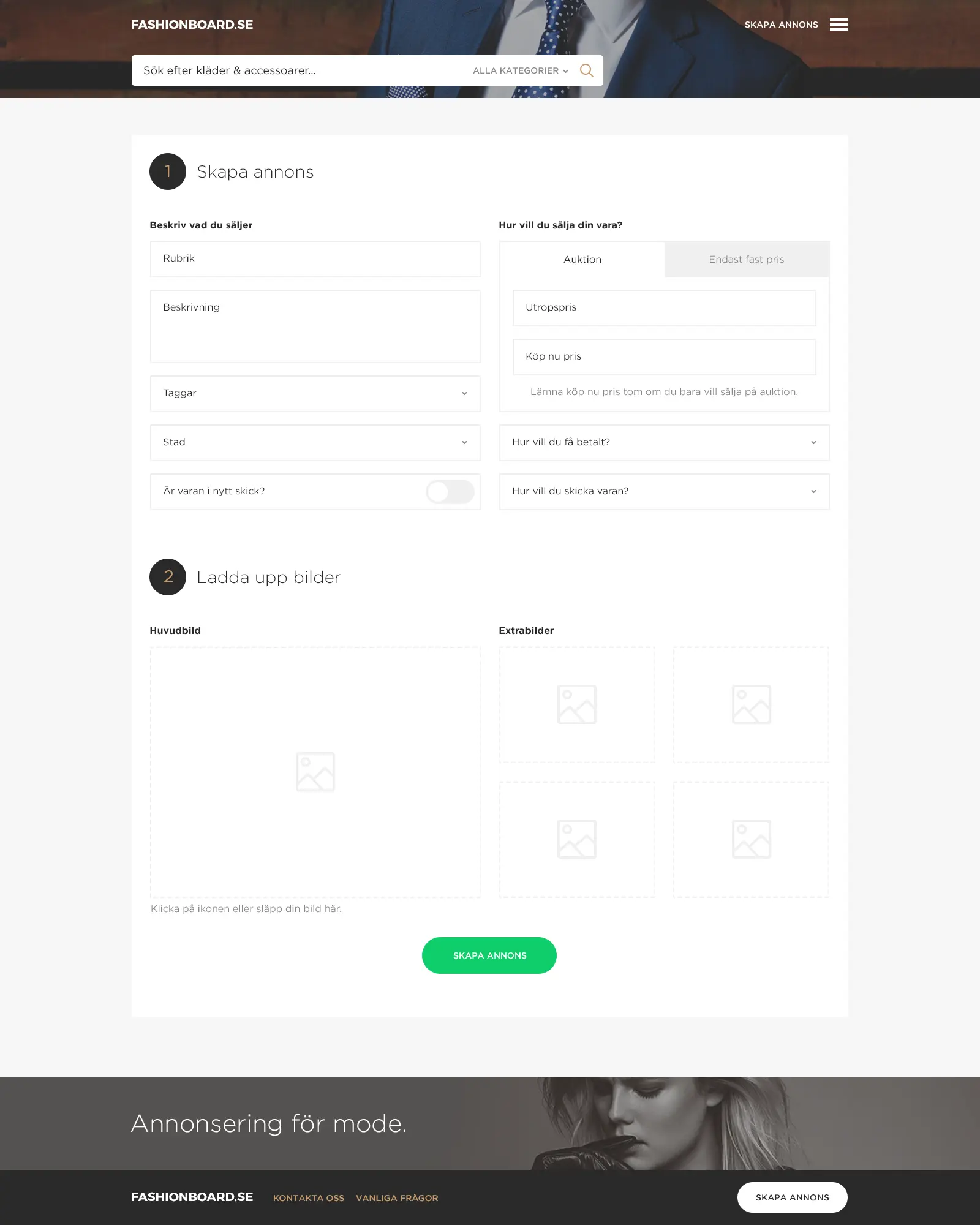 Fashionboard - Create new ad