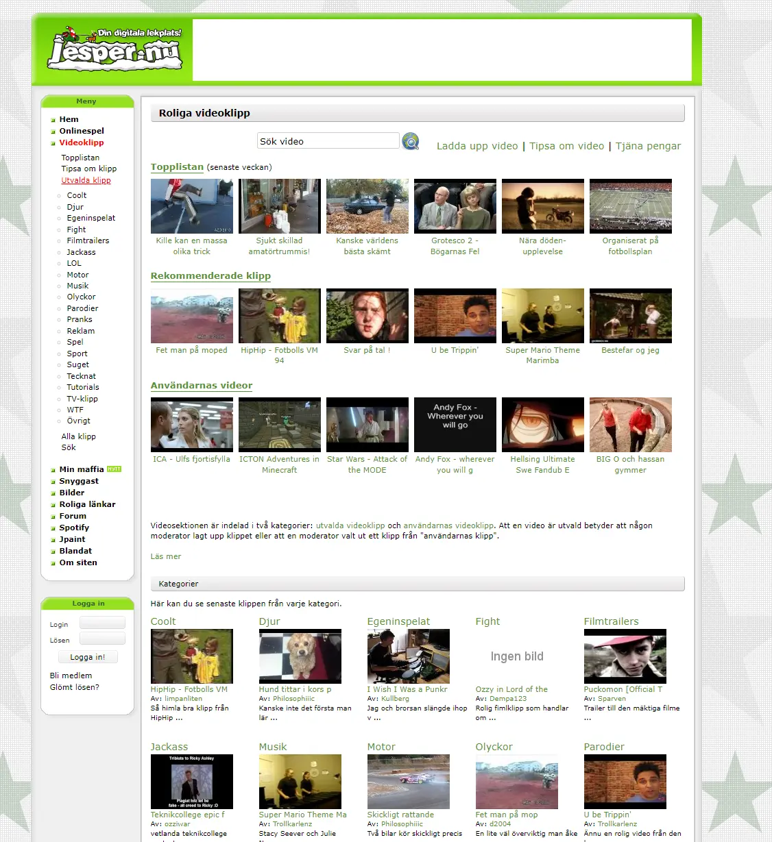 Video section of funny videos