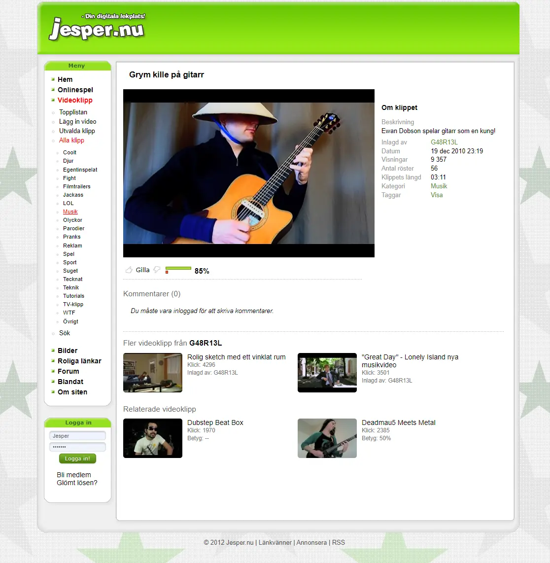 Example of a user video from Jtube