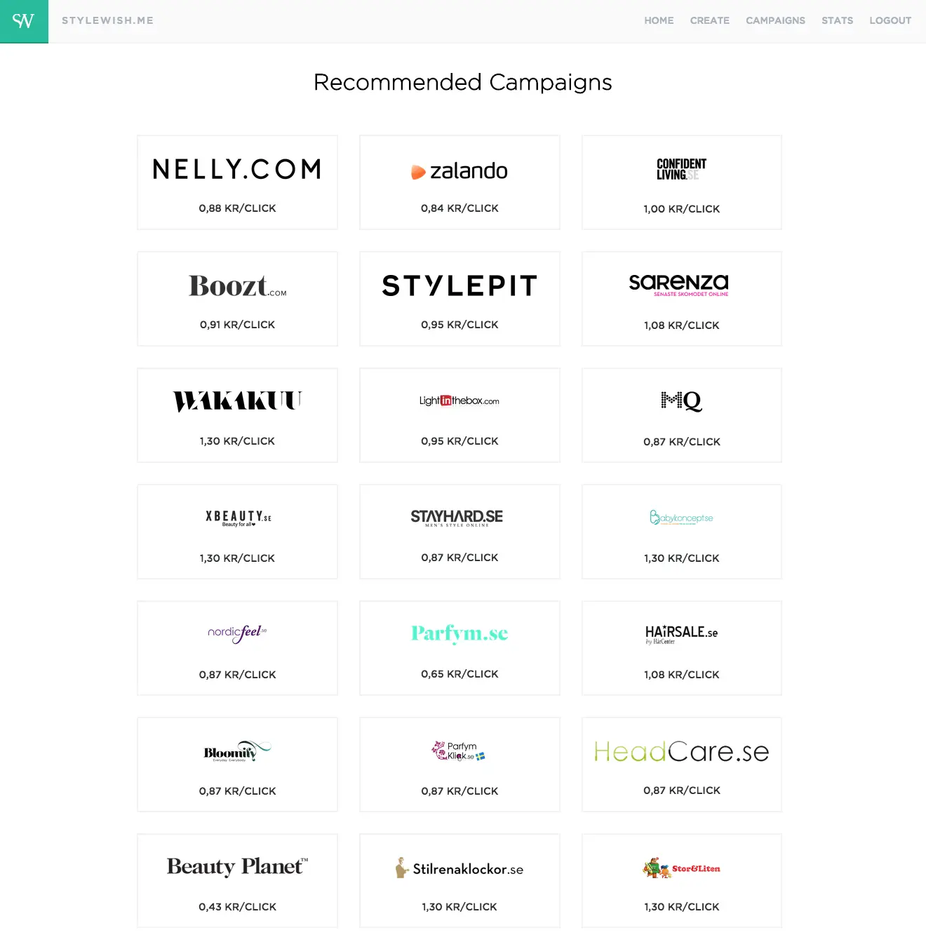Stylewish Influencer Affiliate Network example 2